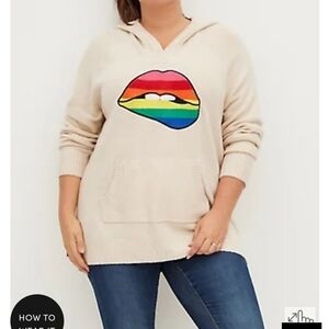 🆕🌈 💋 4X RAINBOW LIPS RAGLAN HOODIE SWEATER💋🌈